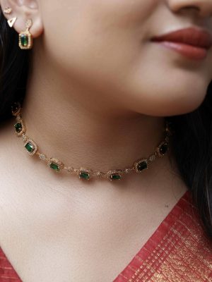 Gold Finish Zircon Stones Necklace Set