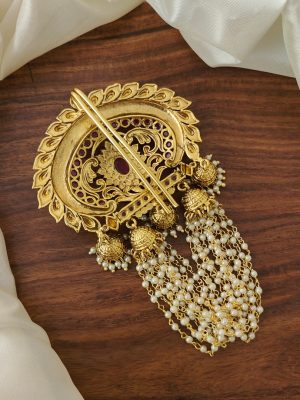 Gold Look Alike Floral Design Ruby Stone Jadai Billai