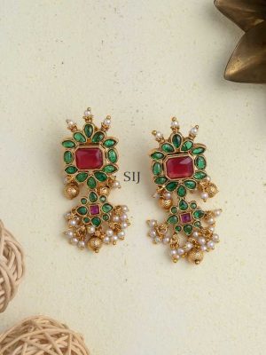 Gold Look Alike Guttapusalu Green with Ruby Necklace