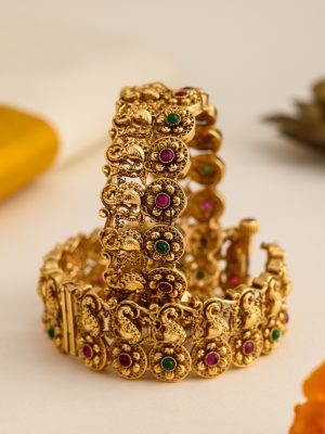 Gold Look Alike Peacock Openable Bangles
