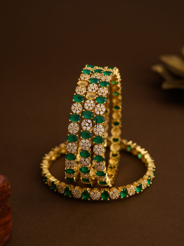 Gold Plated Floral Bangles - Set of 4