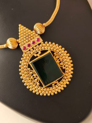 Gold Plated Green Stone Necklace