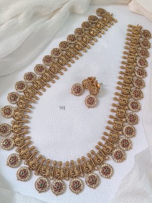 Gold Plated Multicolor Stone Kaasu Long Haram Set