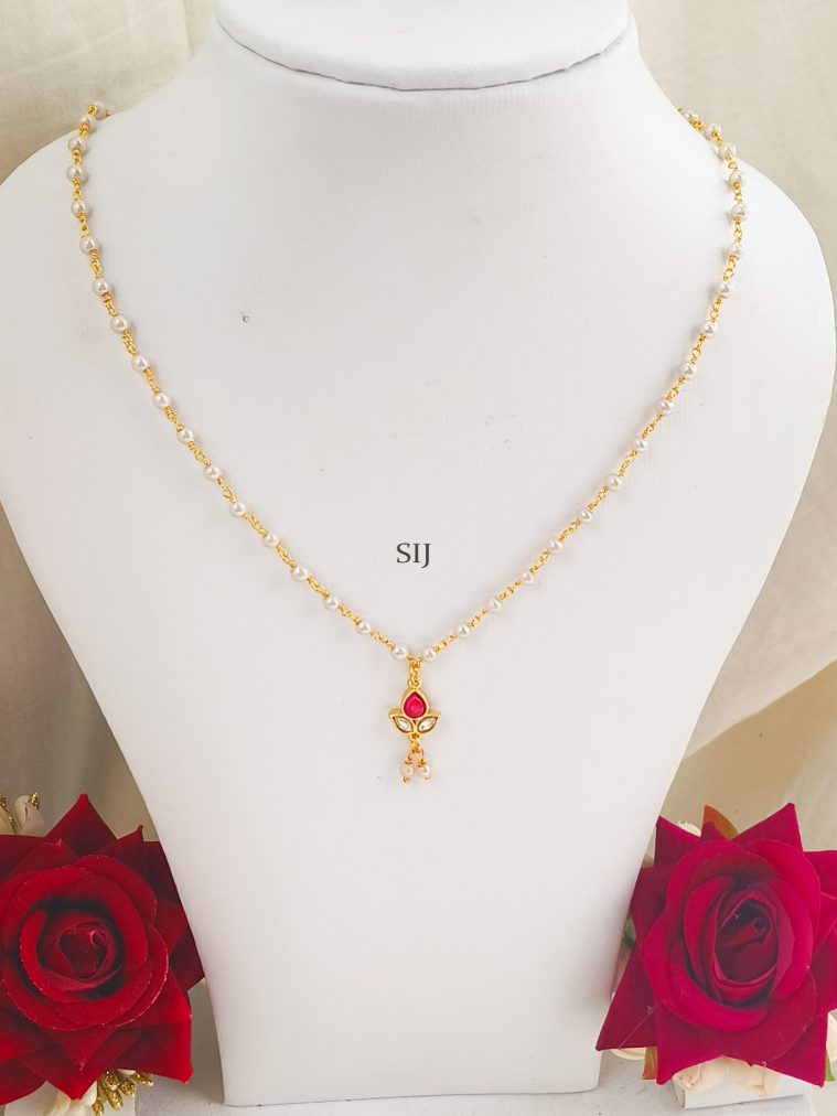 Gold Plated Single Layered Pearl Necklace