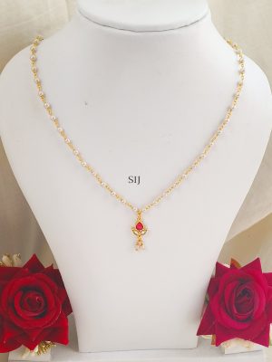 Gold Plated Single Layered Pearl Necklace