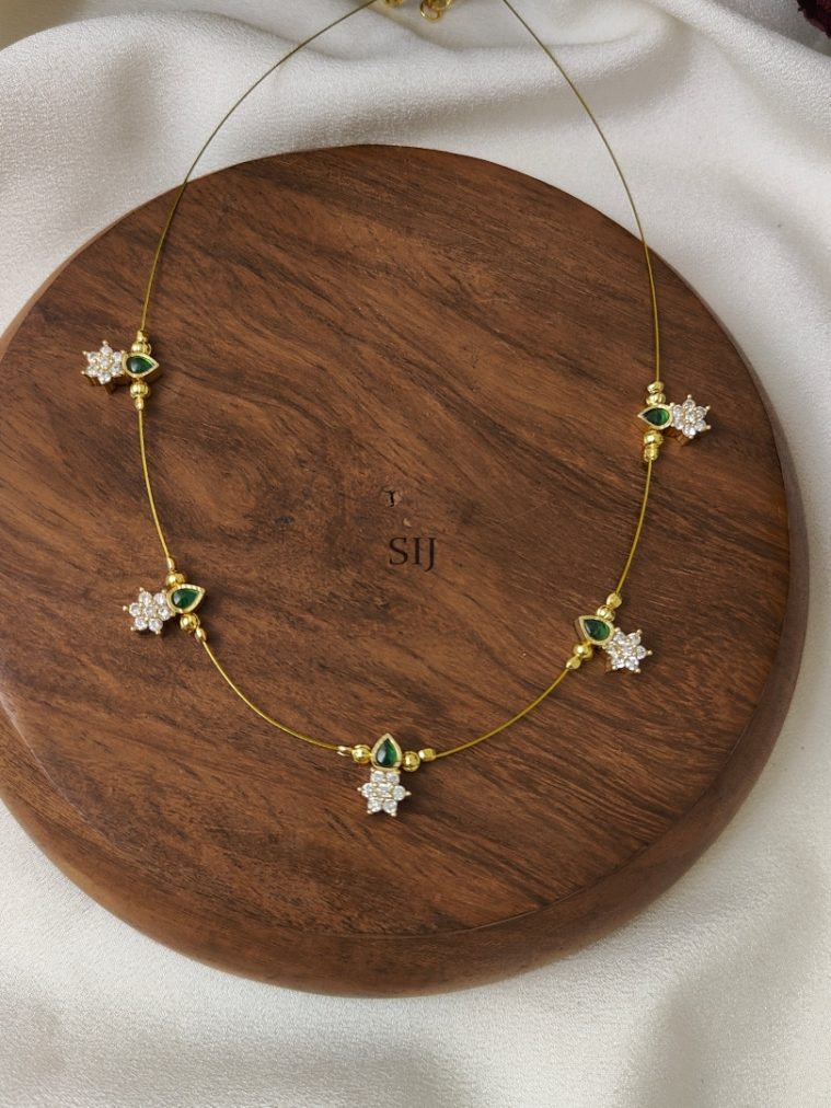 Green and AD Stones Invisible Necklace