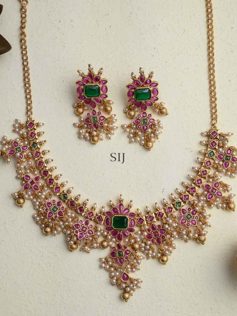 Guttapusalu Ruby with Green Necklace
