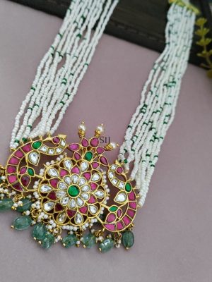 Jadau Kundan Pendant Pearl Long Necklace