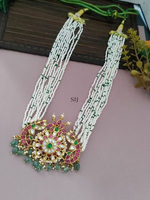 Jadau Kundan Pendant Pearl Long Necklace