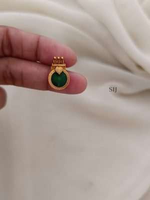 Kerala Style Round Design Green Enamel Palakka Necklace