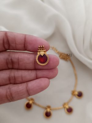 Kerala Style Round Design Maroon Enamel Palakka Necklace