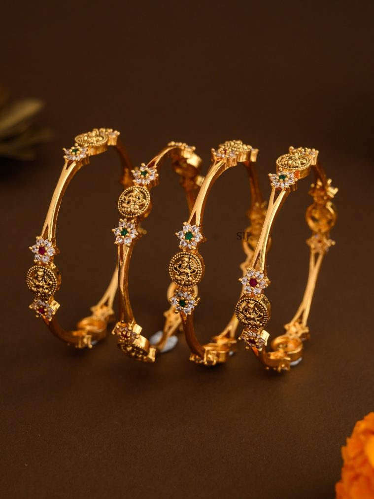Lakshmi Motif AD Stones Bangles - Set of 4