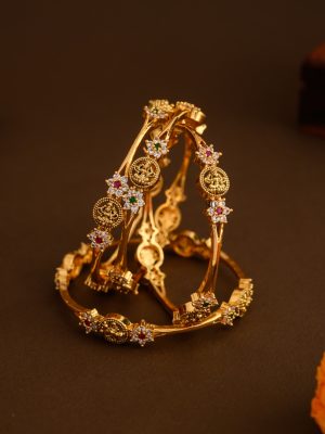 Lakshmi Motif AD Stones Bangles - Set of 4