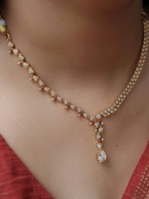 Leaf Design AD Stones Necklace Set