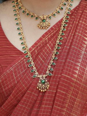 Leaf Design Green Stones Combo Sets