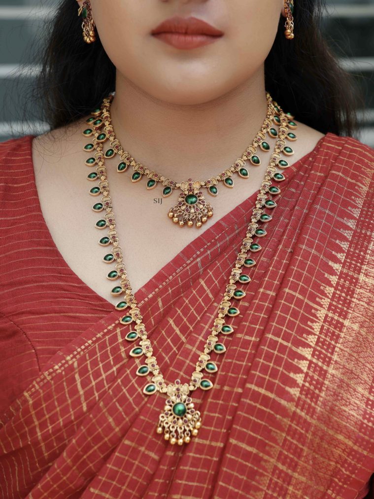 Leaf Design Green Stones Combo Sets