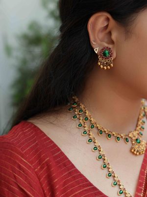 Leaf Design Green Stones Combo Sets