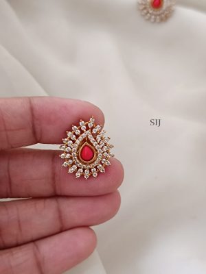 Mango Design CZ Stones Coral Beads Studded Ear Studs