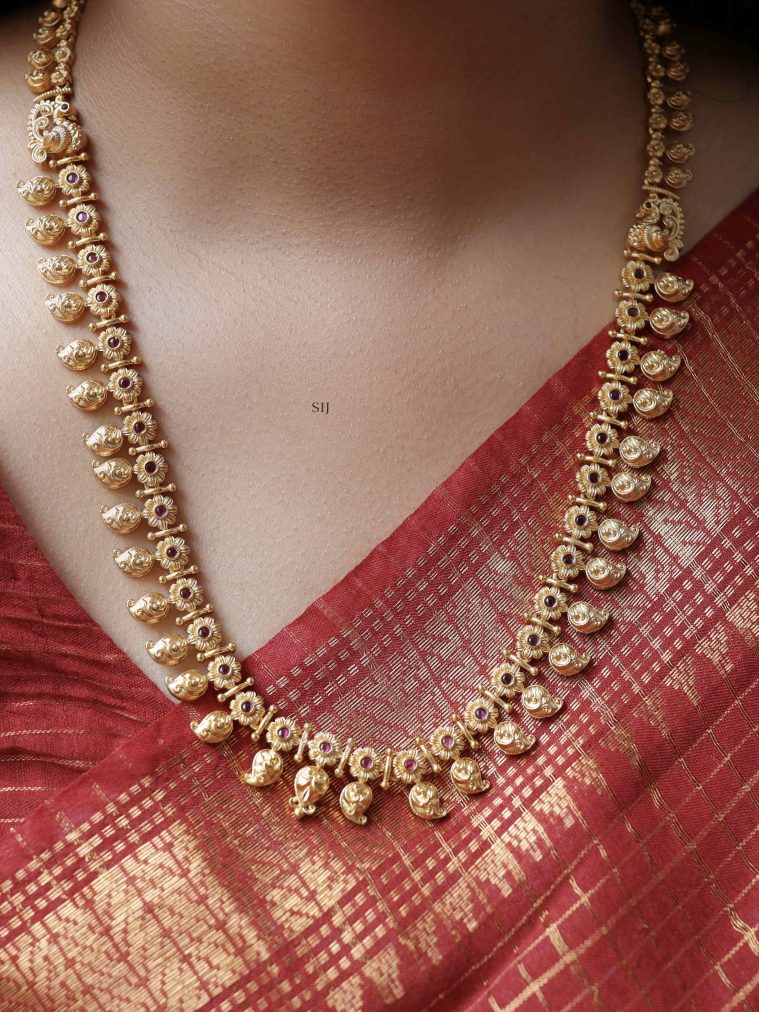 Mango Design Studded Kemp Stones Long Necklace