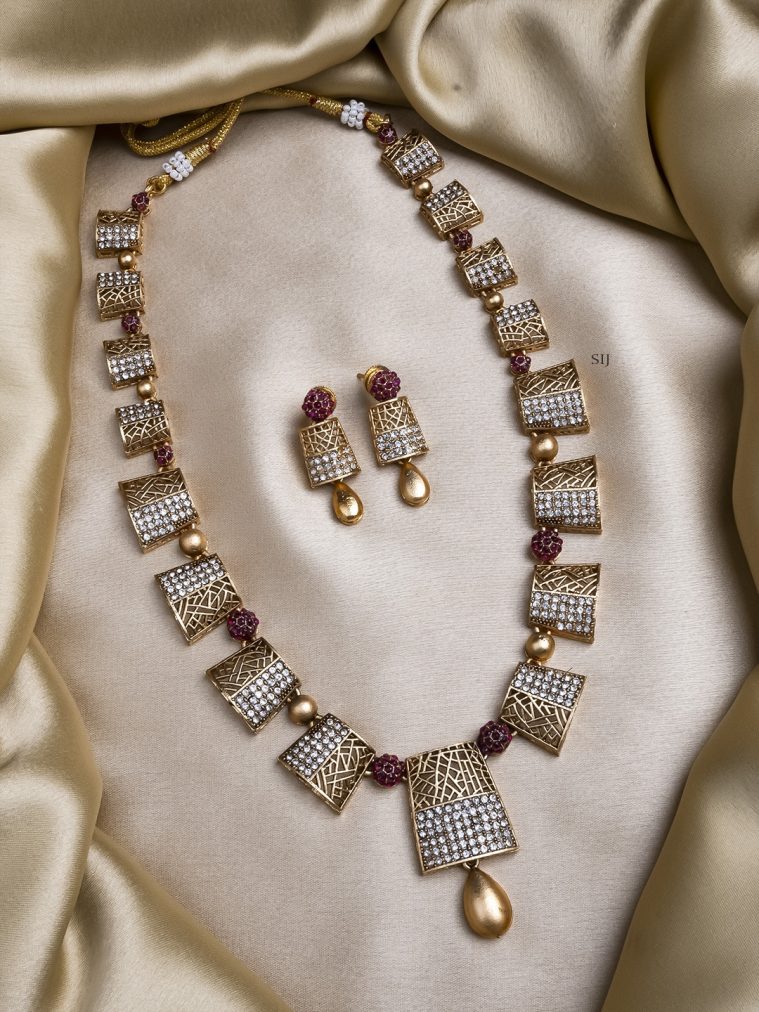 Matte Finish Kemp AD Stone Studded Haram Set