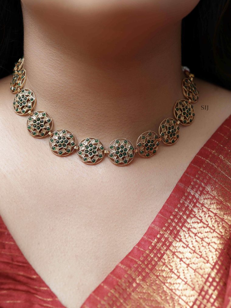 Matte Finish Round Design AD Stones Choker