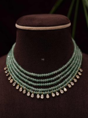 Multilayered Green Beaded Necklace Set