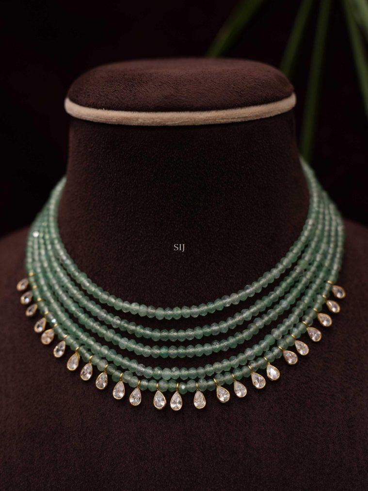 Multilayered Green Beaded Necklace Set
