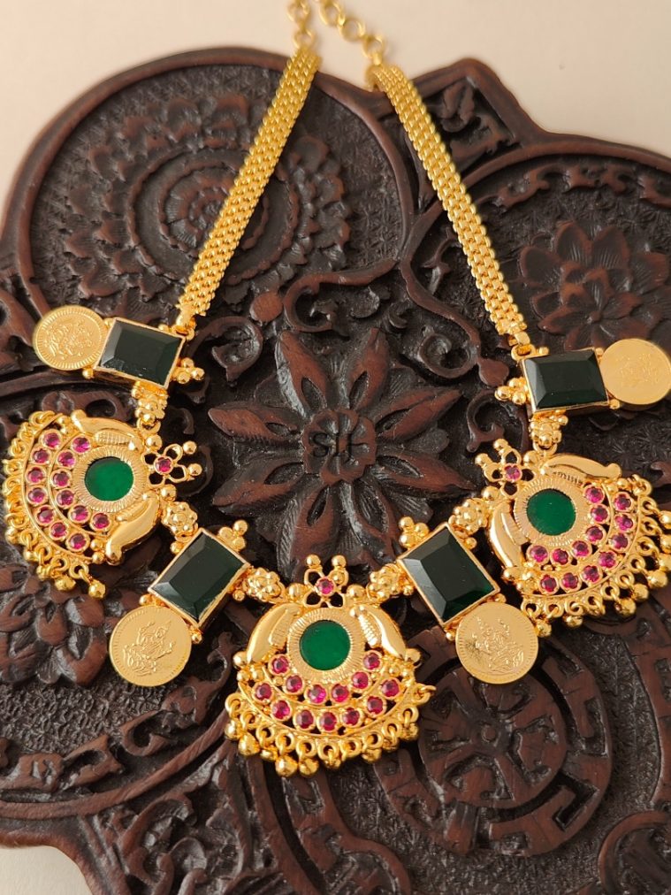 One Gram Gold Lakshmi Coin Palakka Necklace