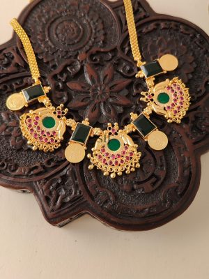 One Gram Gold Lakshmi Coin Palakka Necklace