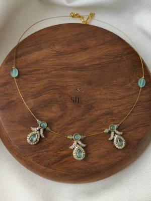 Pastel Green Victorian Finish Invisible Necklace