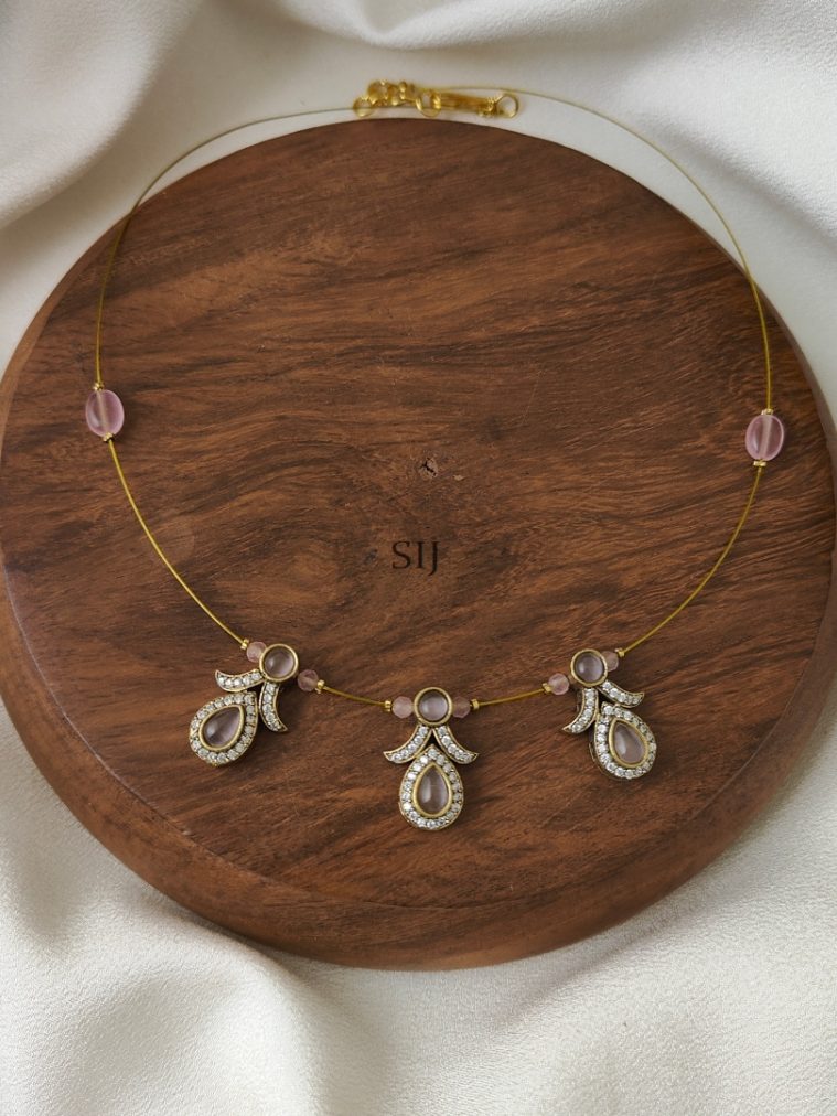 Pastel Pink Victorian Finish Invisible Necklace
