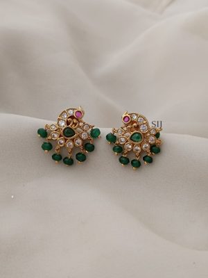 Peacock Design AD Stones Ruby Kemp Earrings