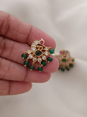 Peacock Design AD Stones Ruby Kemp Earrings