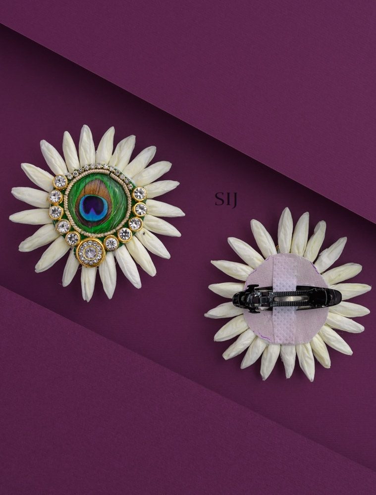Peacock Mullai Flower Design Hair Clip