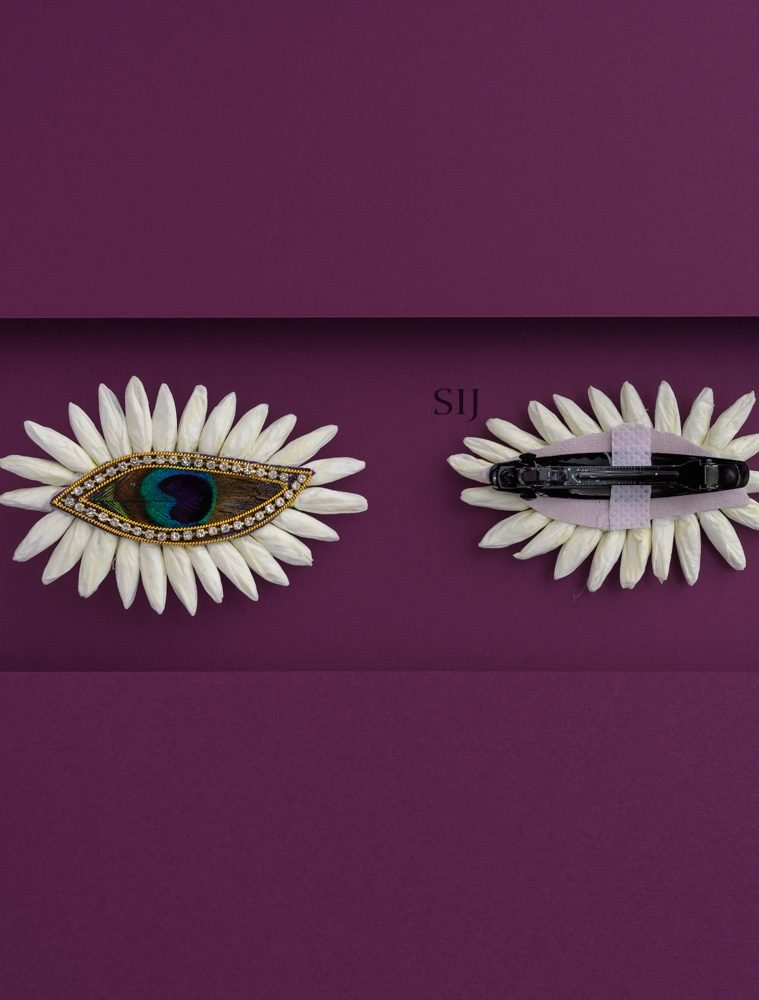 Peacock Mullai Jasmine Buds Meadium Hair Clip