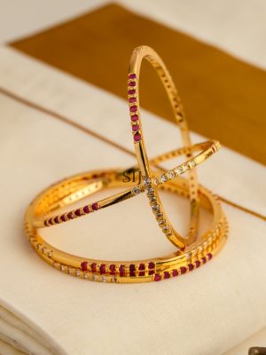 Pink and White AD Bangle - Set of 4