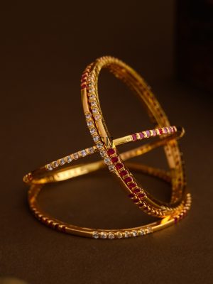 Pink and White AD Bangle - Set of 4