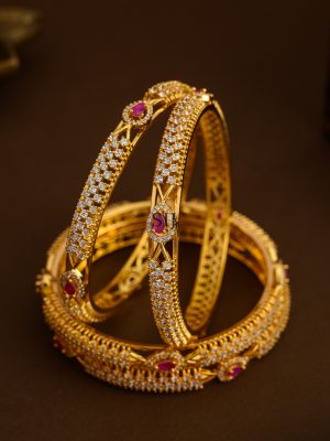 Pink and White AD Bangles - Set of 4
