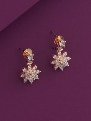 Rose Gold Finish Floral Design AD Stones Necklace Set