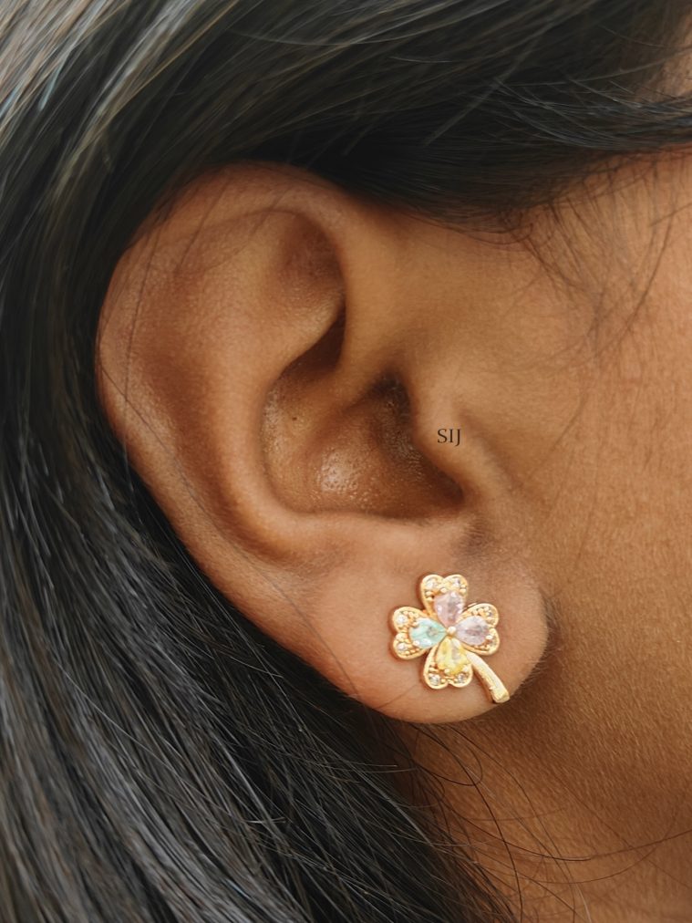 Rose Gold Flower Design Ear Studs