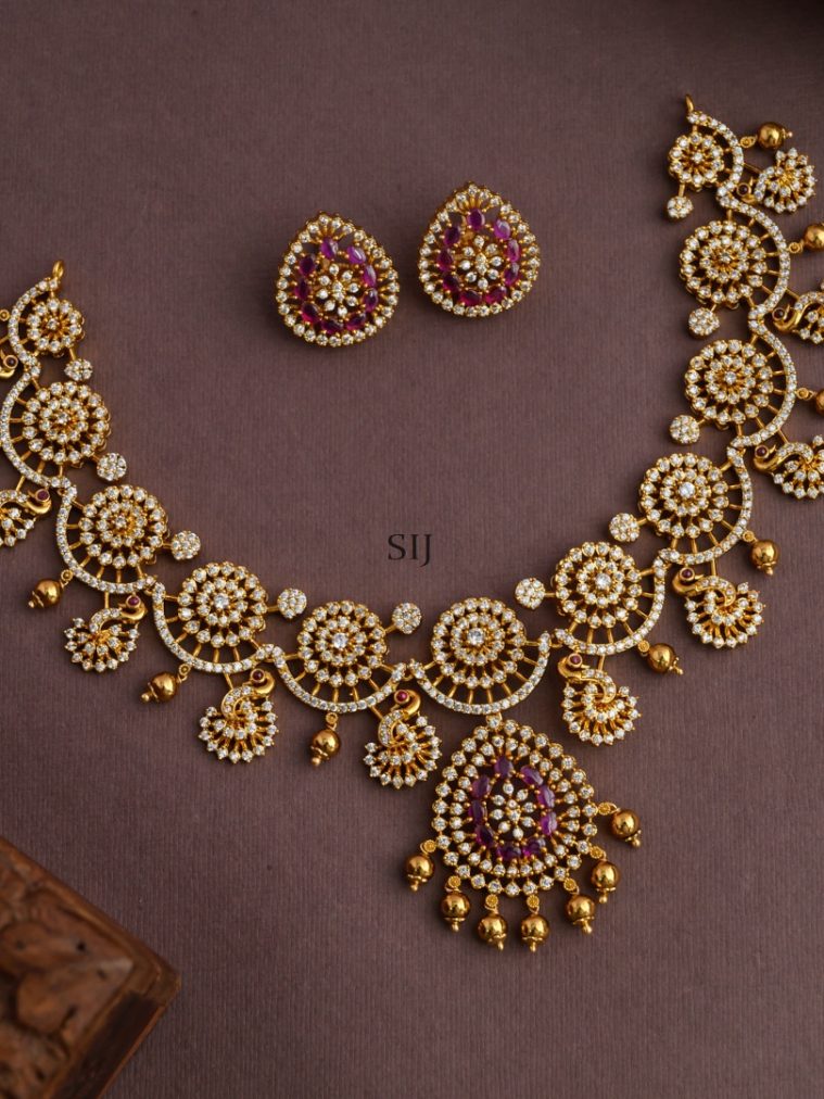 Ruby Stones AD Matt Finish Necklace