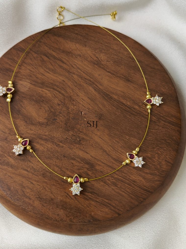 Ruby and AD Stones Invisible Necklace