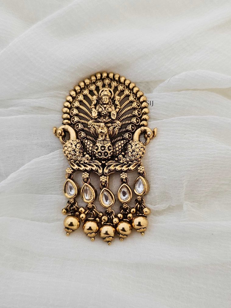 One Gram Gold Lakshmi Devi Jada Billa With Dual Peacock