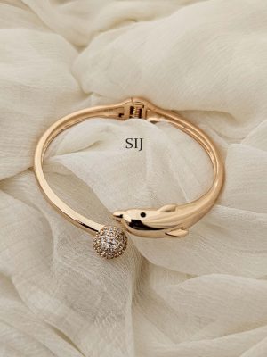 Dolphin Design CZ Stone Openable Bracelet