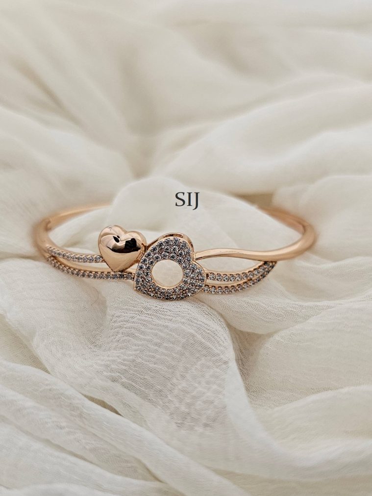 Heart Design CZ Stones Openable Bracelet
