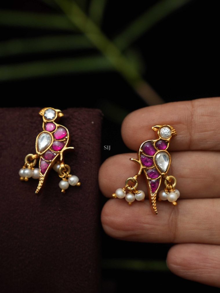 Silver Peacock Motif Ear Studs