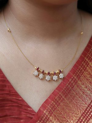 Star Design Golden Beads &AD Stones Invisible Necklace