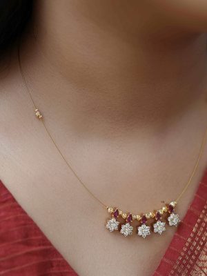 Star Design Golden Beads &AD Stones Invisible Necklace