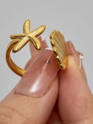 Starfish Seashell Openable Ring