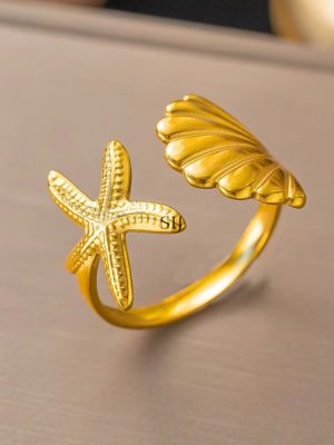Starfish Seashell Openable Ring